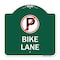 Signmission No Parking Symbol Bike Lane, Green & White Aluminum Architectural Sign, 18" x 18", GW-1818-23817 A-DES-GW-1818-23817 - alternate 1